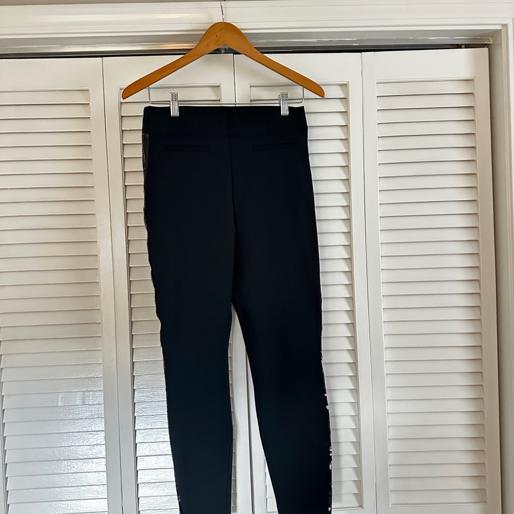 Spanx perfect black pant sequin tuxedo stripe M - Picture 3 of 8